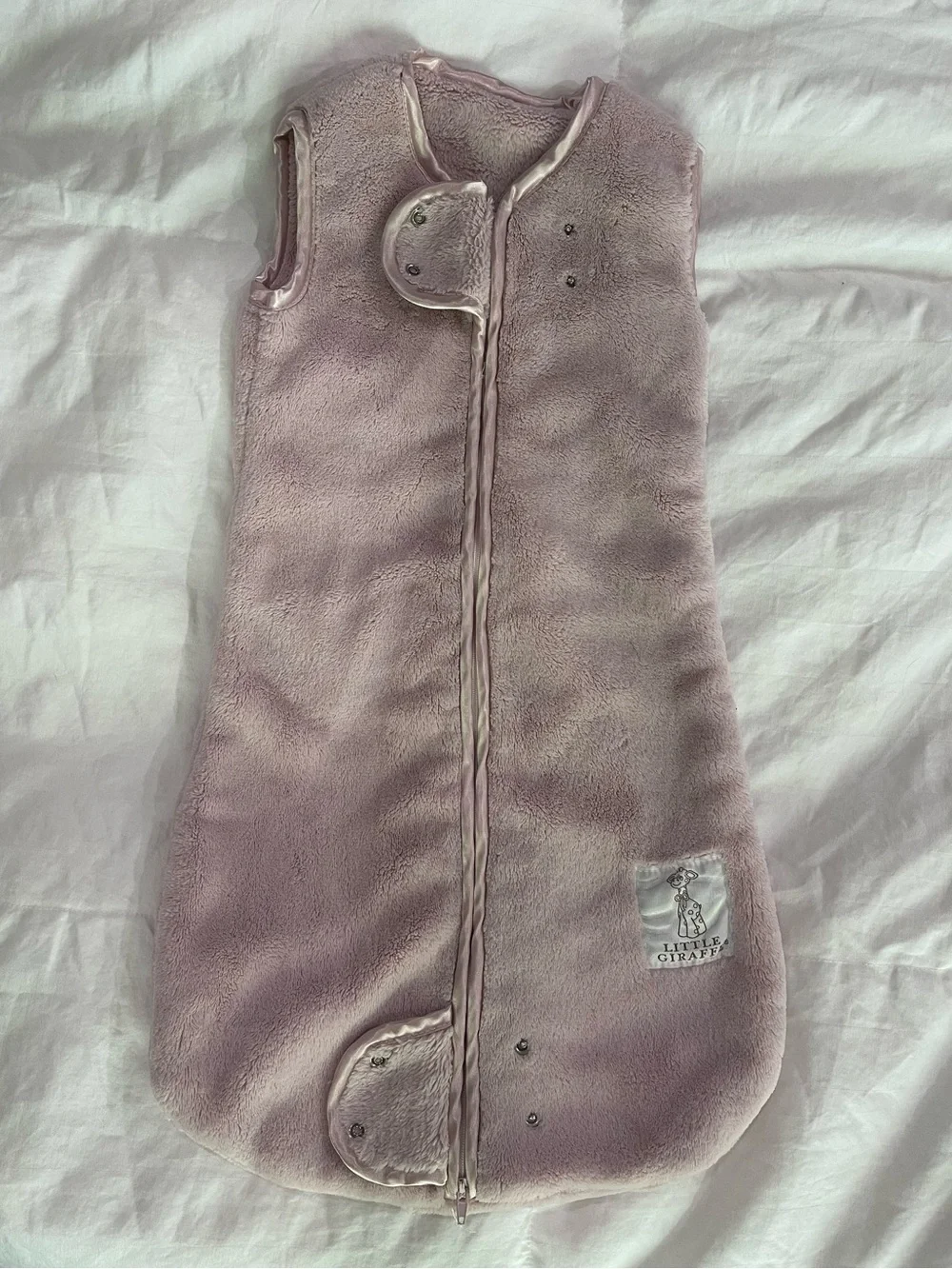 Little Giraffe Baby Sleep Sack. Set of 2 pink & white. Size 0-6mo
